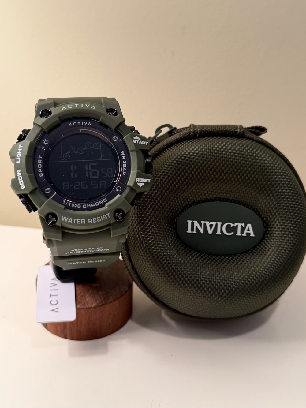 Activa Digital Sport Watch – 50mm Unisex | Olive Green | New with Case